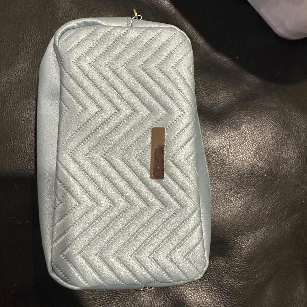 Chic Silver Quilted Cosmetic Bag